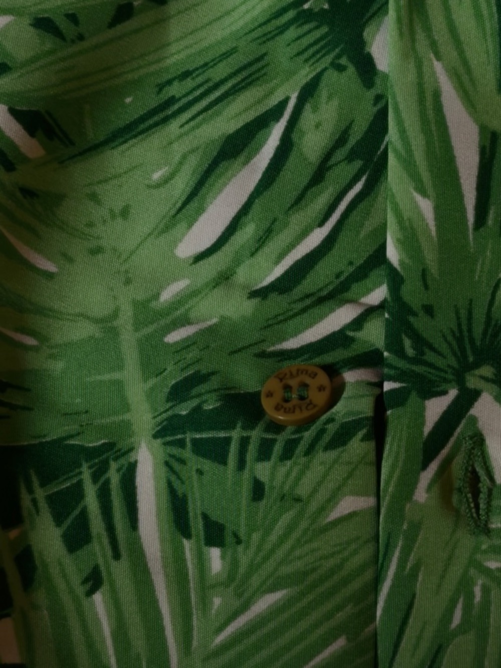 Rima Imar Green Leaf Print Casual Button-Down Shirt